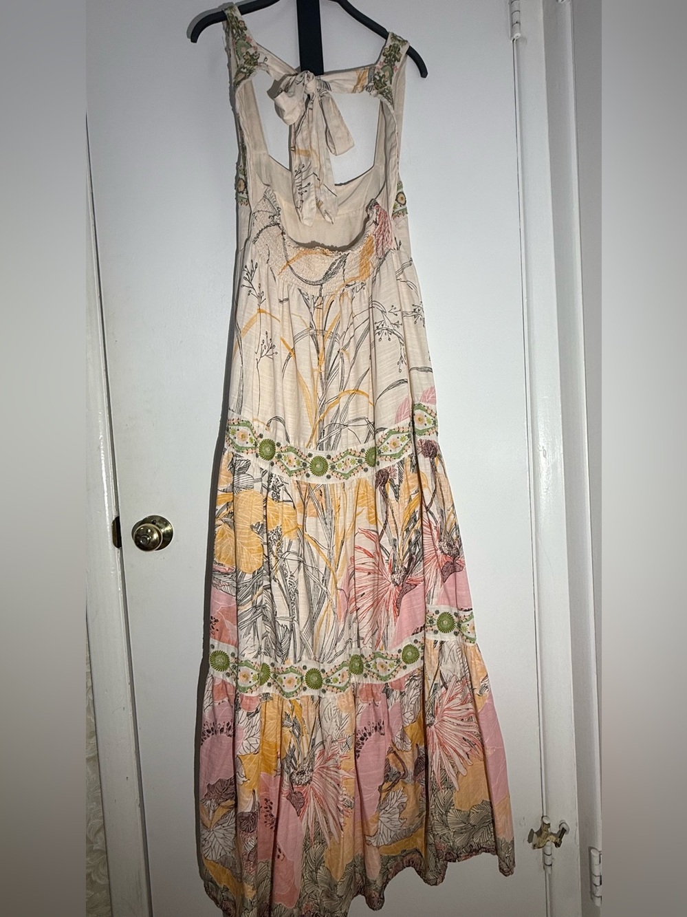 Anthropologie Floral Maxi Dress in Blush, Cream & Green Accents - Picture 4 of 12